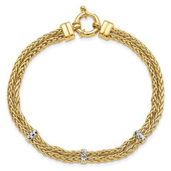 14K Gold Polished Double Wheat Chain Bracelet- 7.5 inches long - Picture 4 of 4